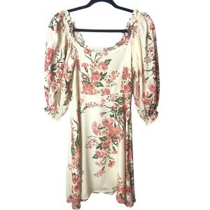 Faithful The Brand Floral Mini Dress Short Balloon Sleeve  SZ S  NWOT